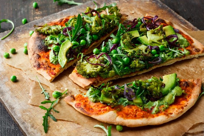 Vegan pizza with vegetables