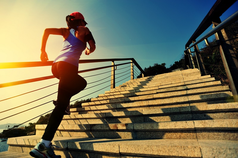 Running up stairs is an example of high intensity training