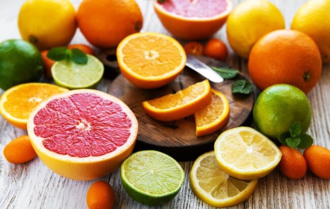 Citrus fruits provide an abundant source of vitamin C.